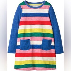 Mini Boden colorful rainbow stripe long sleeve dress